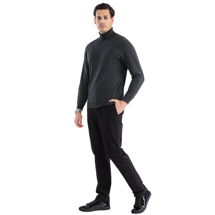MENS CHARCOAL PULLOVER TURTLENECK SWEATER USA Men's Outlet