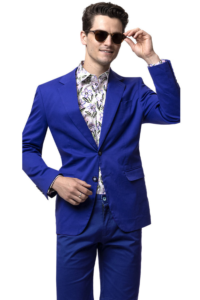 Men's Modern Fit Casual Summer Chino Blazer in Royal Blue