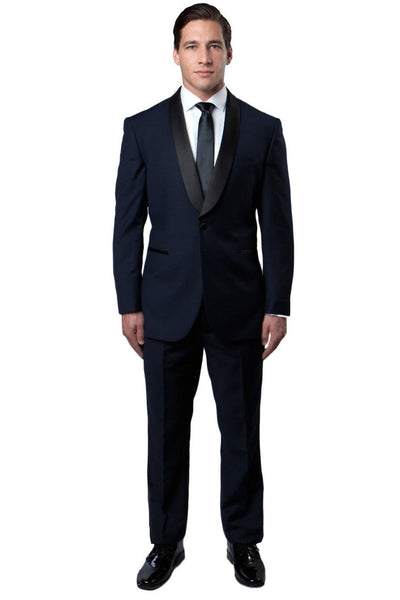 Men's Navy Slim Fit Shawl Lapel Tuxedo