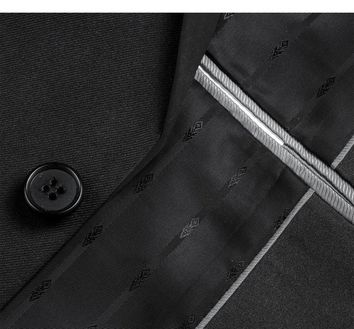 Black Prom Tuxedo Suit - Black Wedding Suit - Mens Traditional Slim Fit Shawl Collar Tuxedo