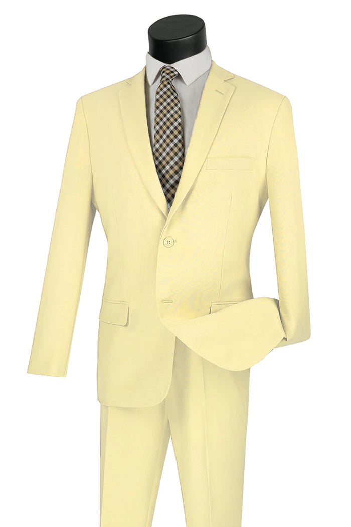 Mens Basic 2 Button Classic Fit Poplin Suit in Grey by Vinci