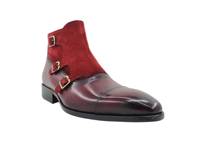 Carrucci Calf & Suede Monk Chukka Boot - Three Buckle Detail