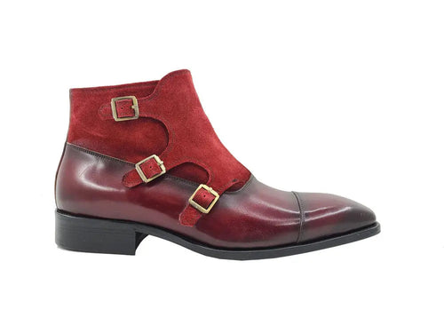 Carrucci Calf & Suede Three Buckles Monk Chukka Boot