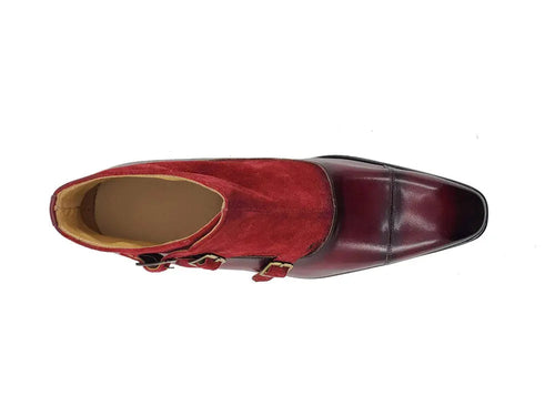 Carrucci Calf & Suede Three Buckles Monk Chukka Boot