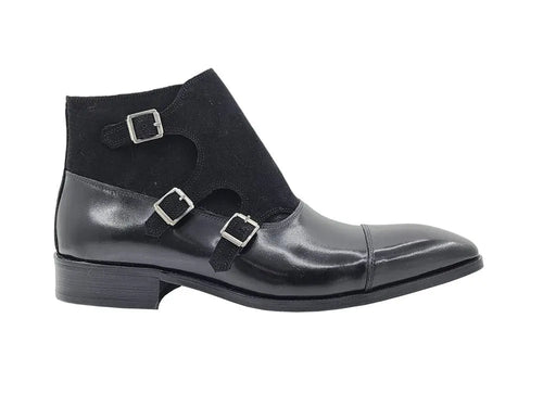 Carrucci Calf & Suede Three Buckles Monk Chukka Boot