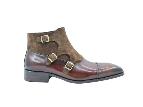 Carrucci Calf & Suede Three Buckles Monk Chukka Boot