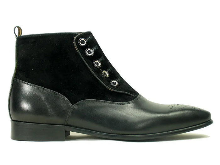 Carrucci Calfskin Button Boot - Luxury Slip-On Leather Shoe