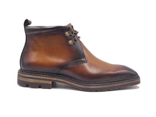Carrucci Calfskin Chukka Boot with Lug Sole