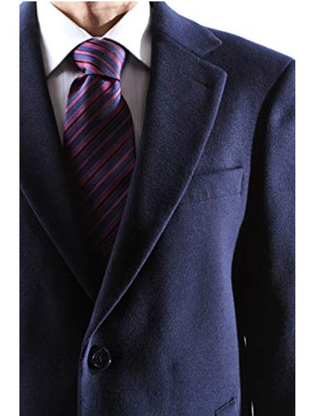 Men's Dress Coat Caravelli Long Jacket 2 Buttons Style Men's Carcoat ~Three Quarter Navy Long Men's Dress Topcoat - Winter Coat USA Men's Outlet