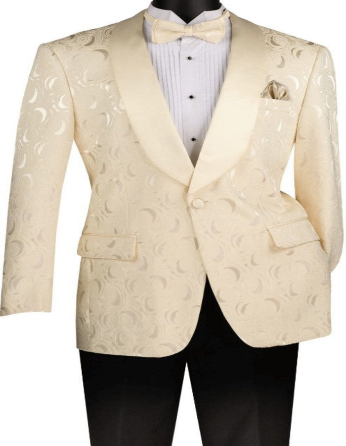Ivory Tuxedo Dinner Jacket - Champagne Wedding Tuxedo With Bowtie by Menssuitsatlantain