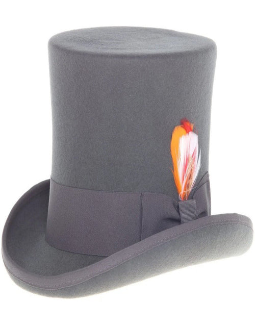 Charcoal Grey Dress Hat 1920s Fedora Style - Men's Tall 100% Wool Dress Top Hat in Charcoal Grey by USA Men's Outlet