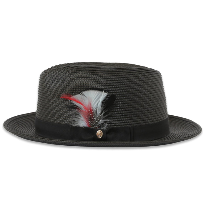 Tapa Crushable Straw Hat Fedora in Charcoal by Ferrecci USA