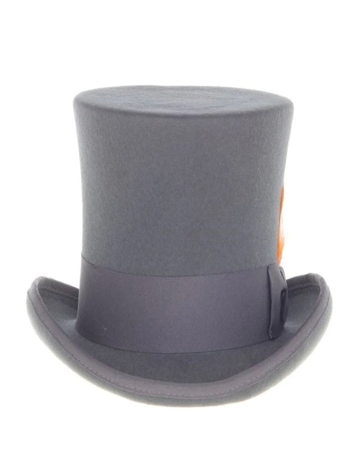 Victorian Steampunk Top Hat - 1800 19th Century - Dressy Loden Felt Top Charcoal Grey Hat by USA Men's Outlet