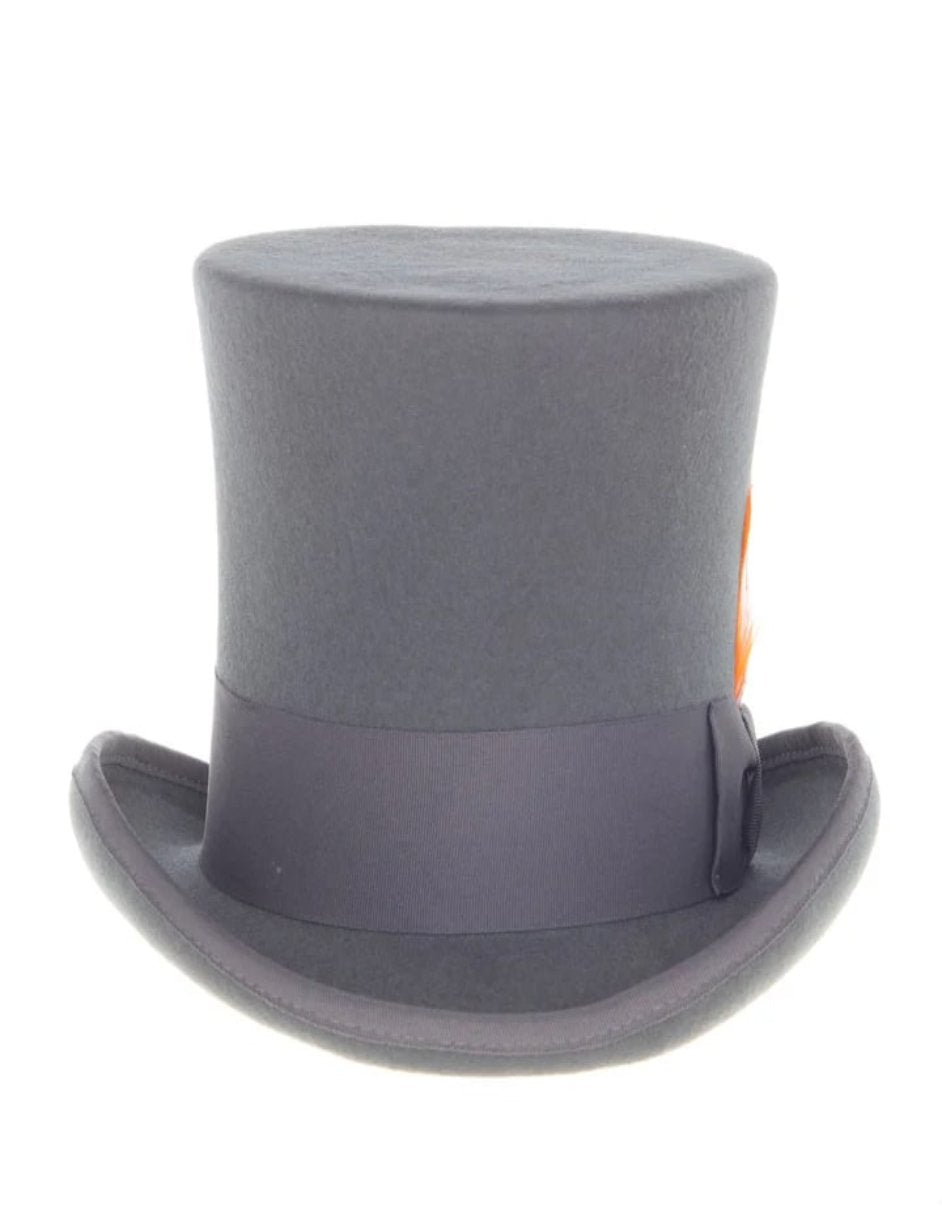 Victorian Steampunk Top Hat - 1800 19th Century - Dressy Loden Felt Top Charcoal Grey Hat by USA Men's Outlet