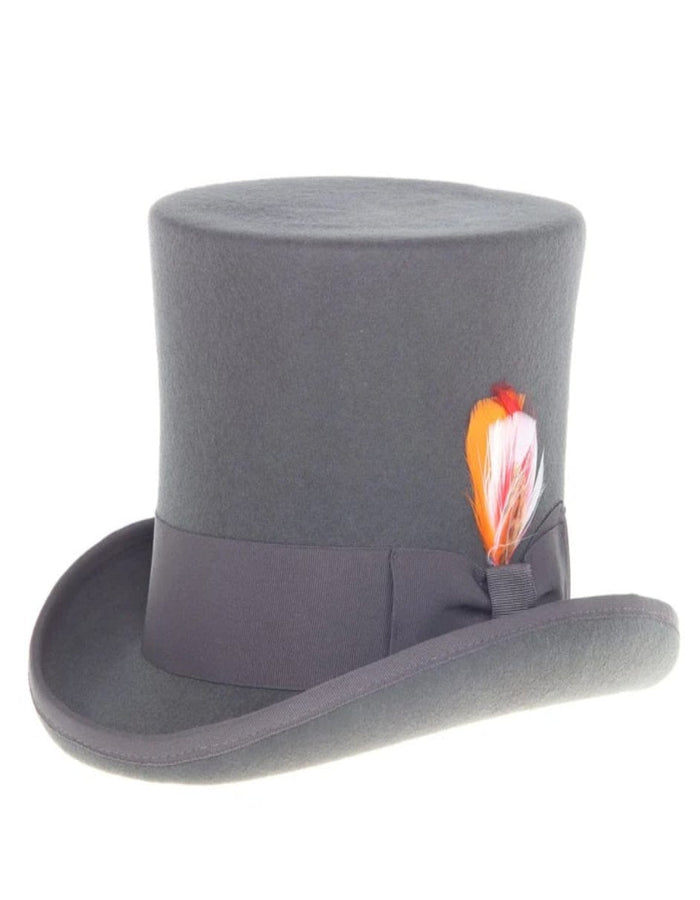 Victorian Steampunk Top Hat - 1800 19th Century - Dressy Loden Felt Top Charcoal Grey Hat by USA Men's Outlet