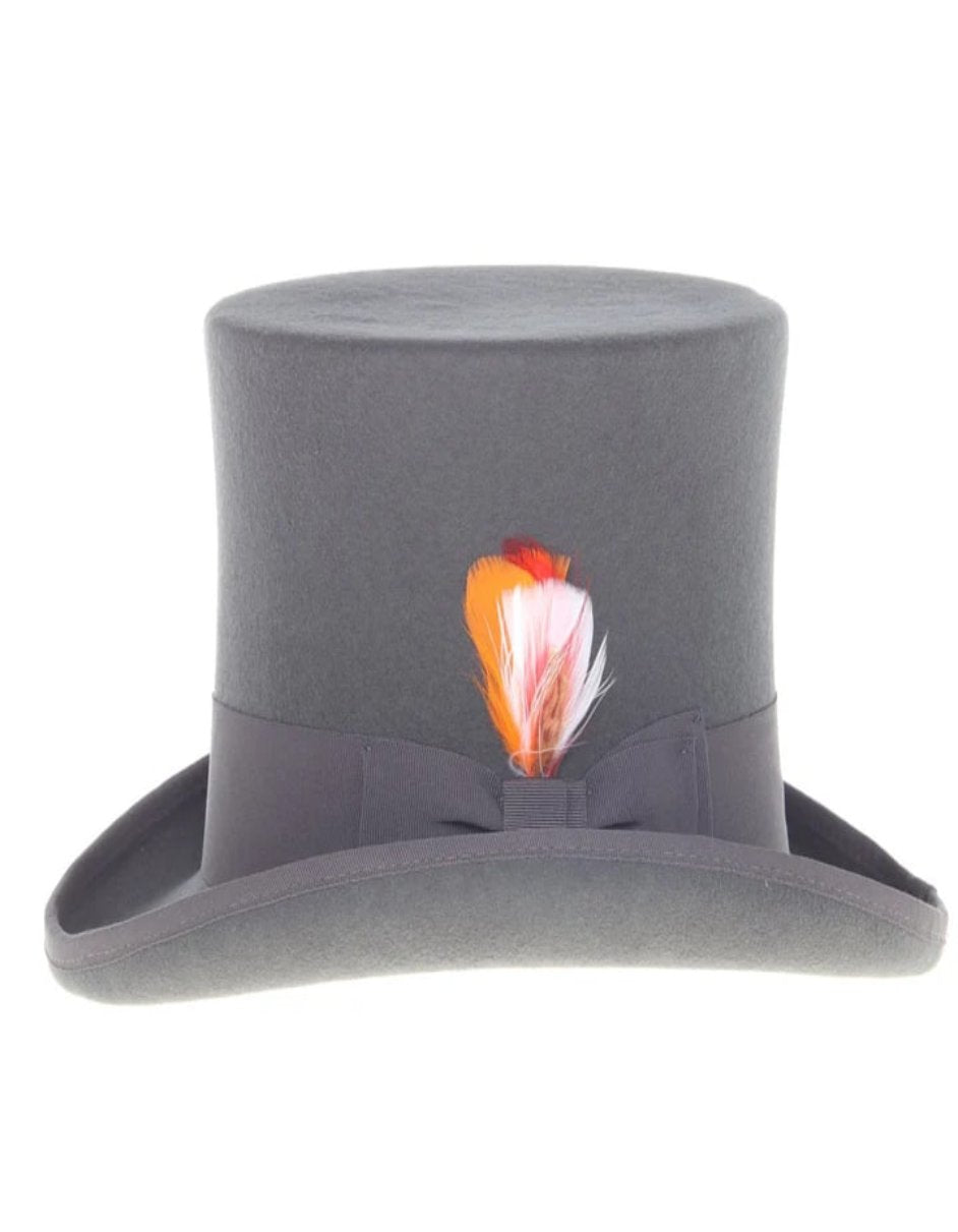 Victorian Steampunk Top Hat - 1800 19th Century - Dressy Loden Felt Top Charcoal Grey Hat by USA Men's Outlet