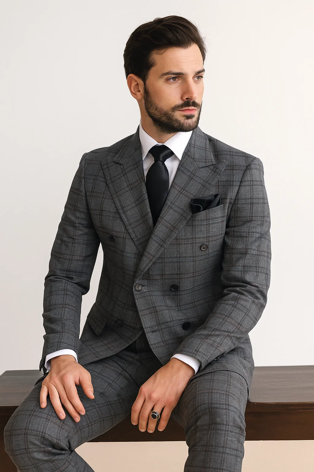 Charcoal with Blue Plaid by Rossiman