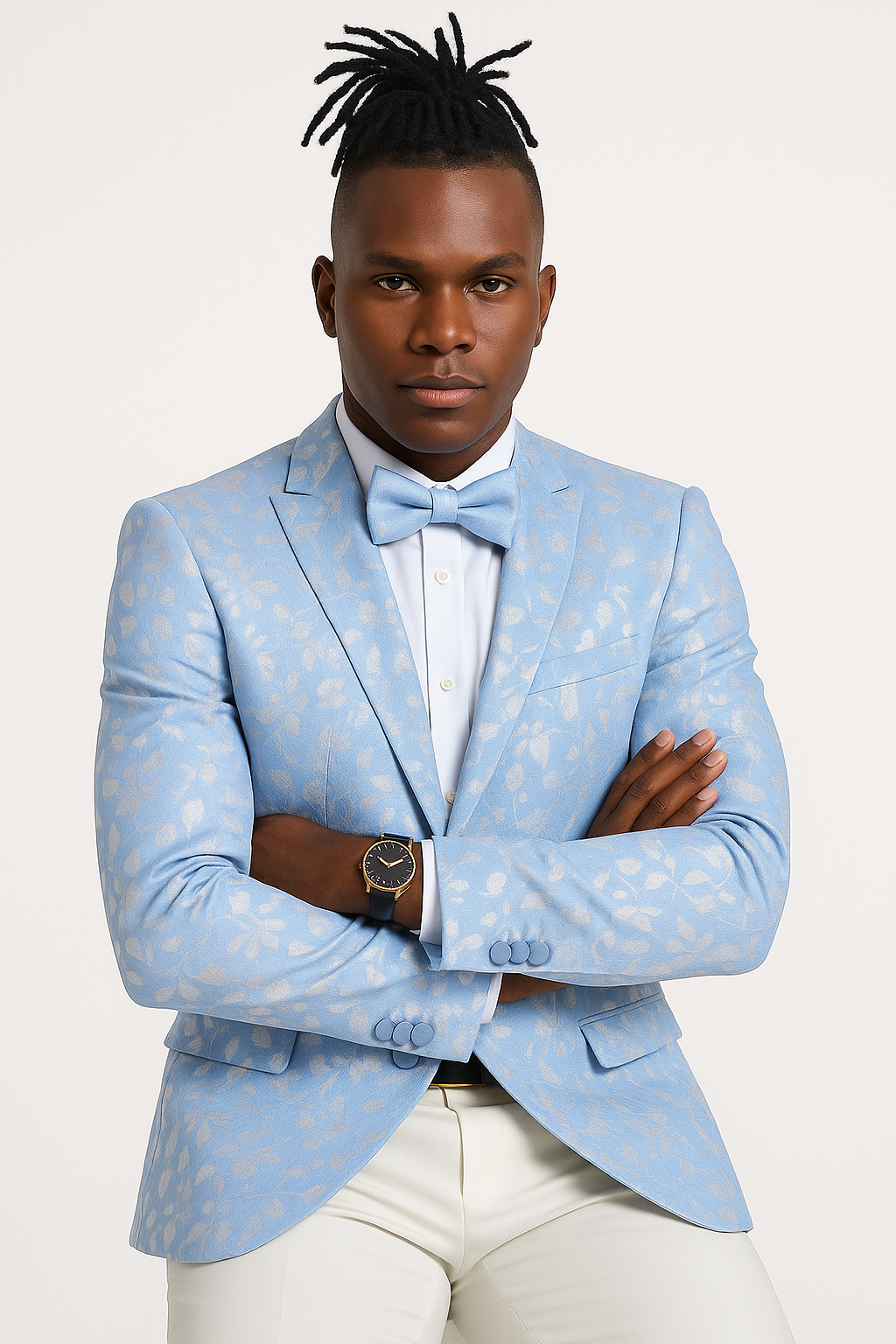 Men's slim fit sky blue & silver paisley foil print tuxedo dinner jacket for prom & wedding USA Men's Outlet