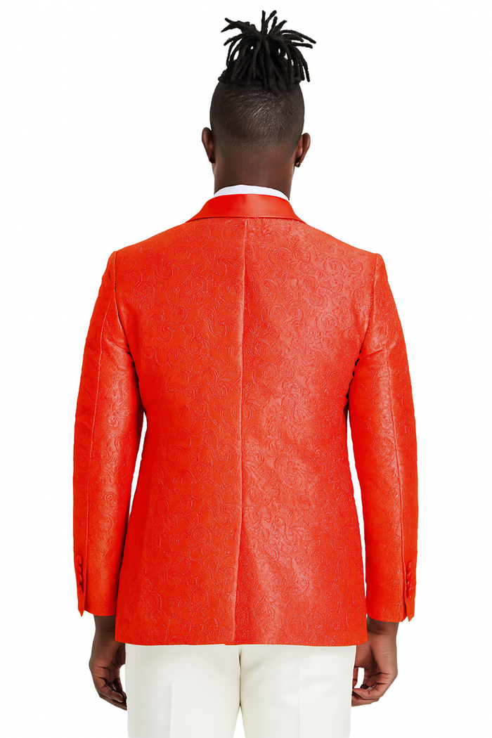 Men’s Slim Fit Tonal Paisley Tuxedo Jacket in Red for Wedding & Prom by USA Men's Outlet