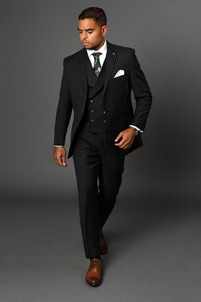 Men’s Black and Grey Statement Suit – Modern Formal Designer Suit