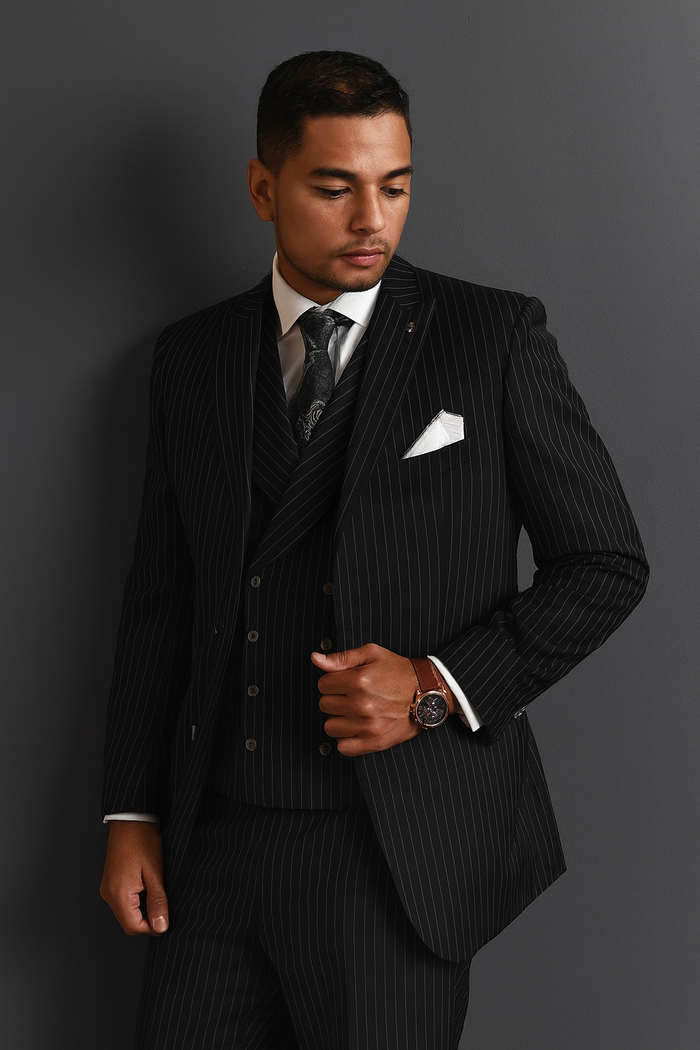 Men’s Black and Grey Statement Suit – Modern Formal Designer Suit