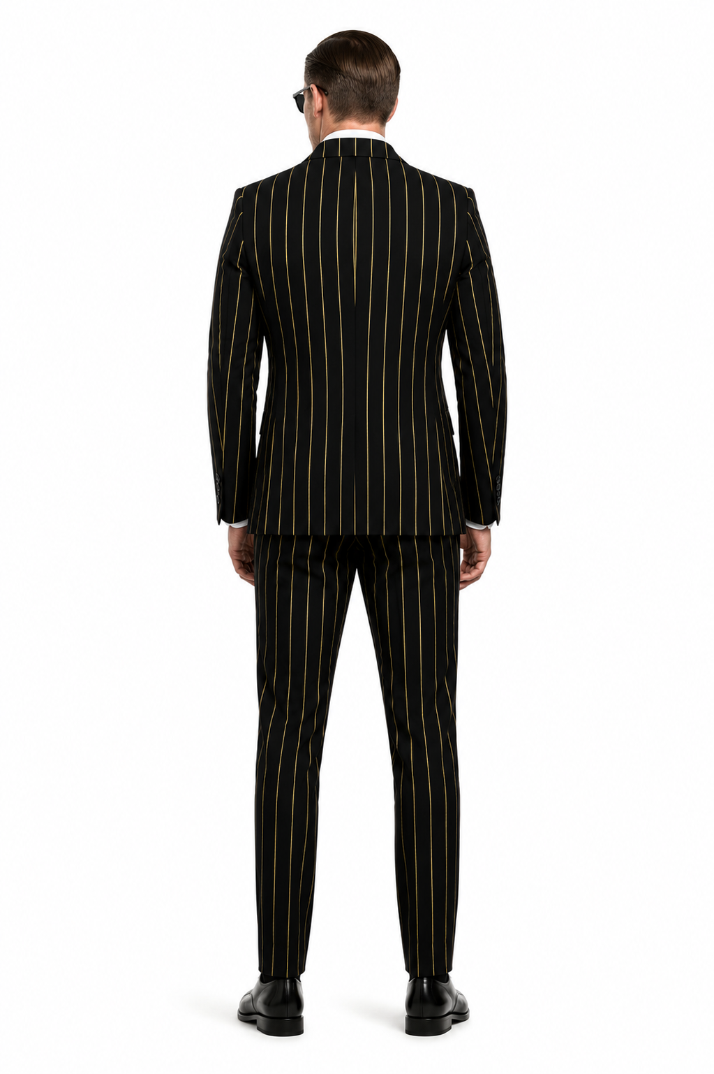 Black And Gold Stripe Suit - Vested Pinstripe Suit