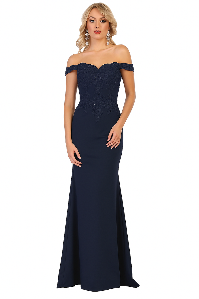 Elegant Form Fitting Evening Dress | Off The Shoulder Formal Gown