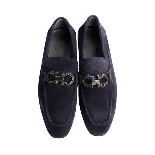 P00073 Chello- Buckle Loafer- Navy suede