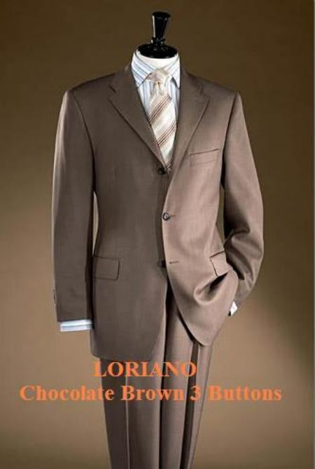 Chocolate Brown 3 Buttons Men's Super 120's Wool by Menssuitsatlantain