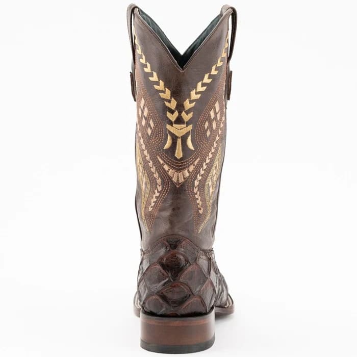 Ferinni Boot - Mens Dress Cowboy Boot - Ferrini Bronco Men's Print Pirarucu Fish Boots Handcrafted Chocolate in Chocolate Ferrini USA