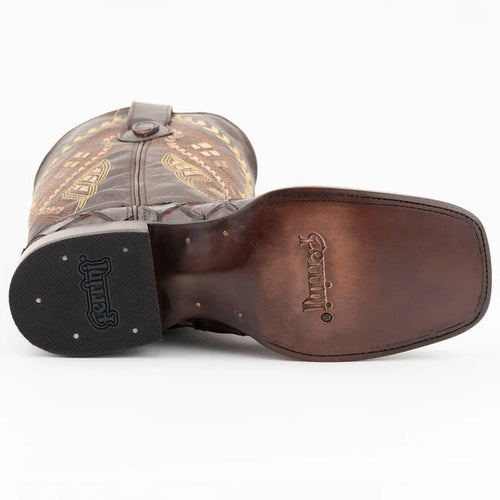 Ferinni Boot - Mens Dress Cowboy Boot - Ferrini Bronco Men's Print Pirarucu Fish Boots Handcrafted Chocolate in Chocolate Ferrini USA