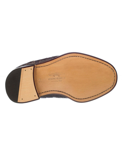 Ferrini Shoes - Mens Alligator Dress Shoe - Ferrini 3673 Belly Alligator Wingtip Shoes Chocolate Ferrini USA