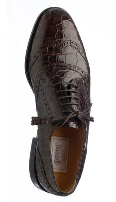 Alligator Belly Shoes Chocolate Brown Ferrini Mens Wingtip Ferrini USA