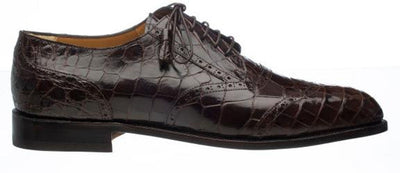 Alligator Belly Shoes Chocolate Brown Ferrini Mens Wingtip Ferrini USA