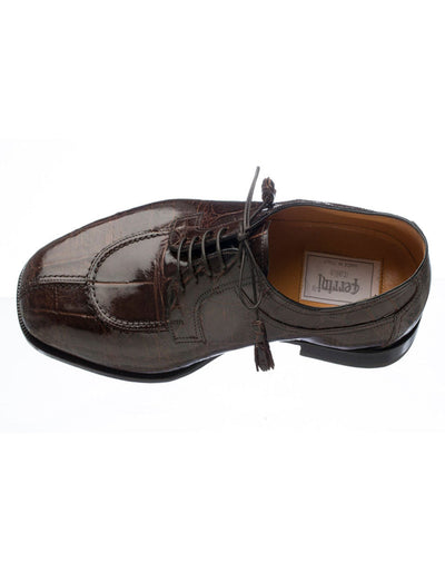 Ferrini Shoes - Mens Alligator Dress Shoe - Ferrini 3520 Belly Alligator Split Toe Shoes Chocolate Ferrini USA