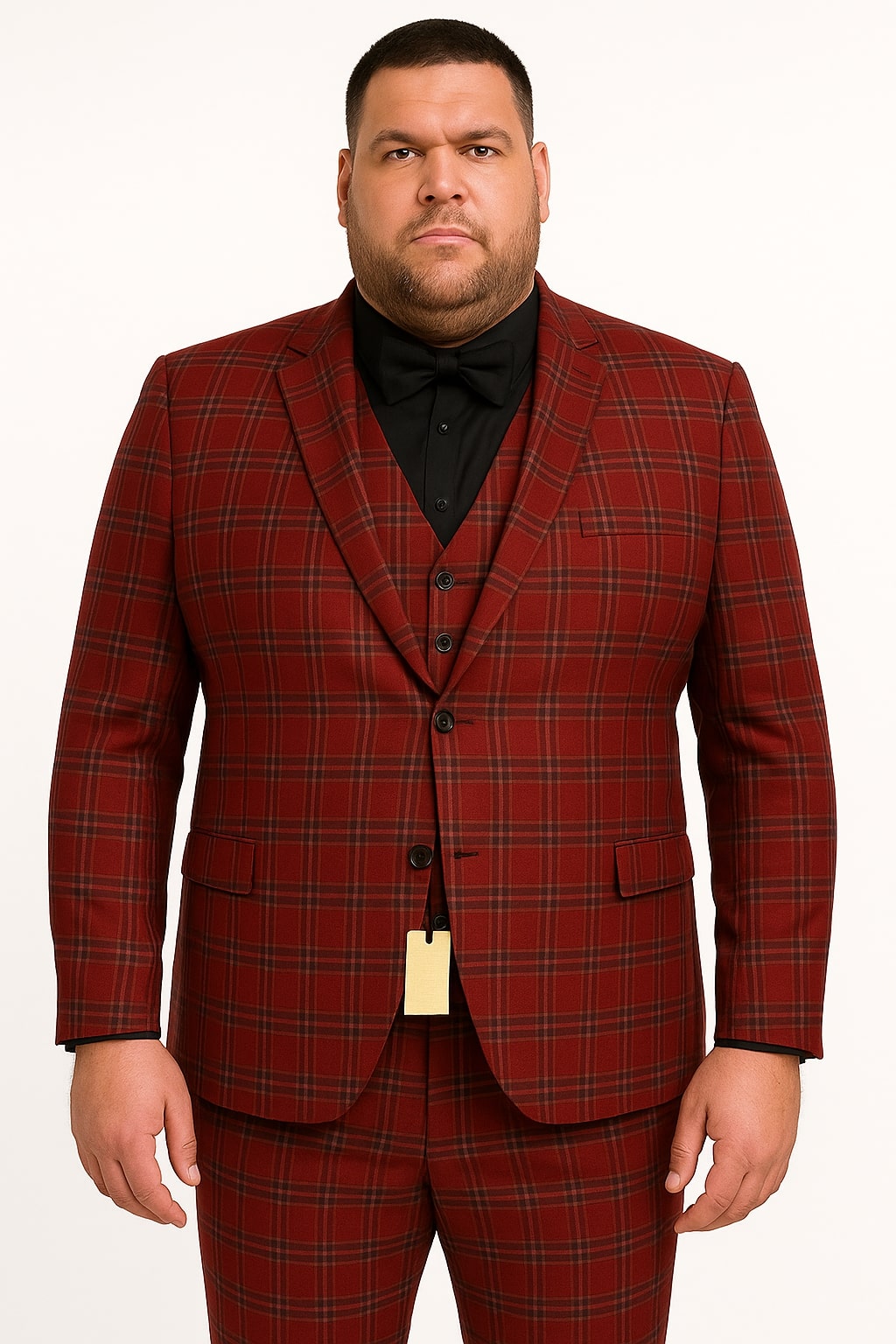 Christmas Suit - Holiday New Year Event Red with Gold Buttons Tuxedo Double Breasted Style