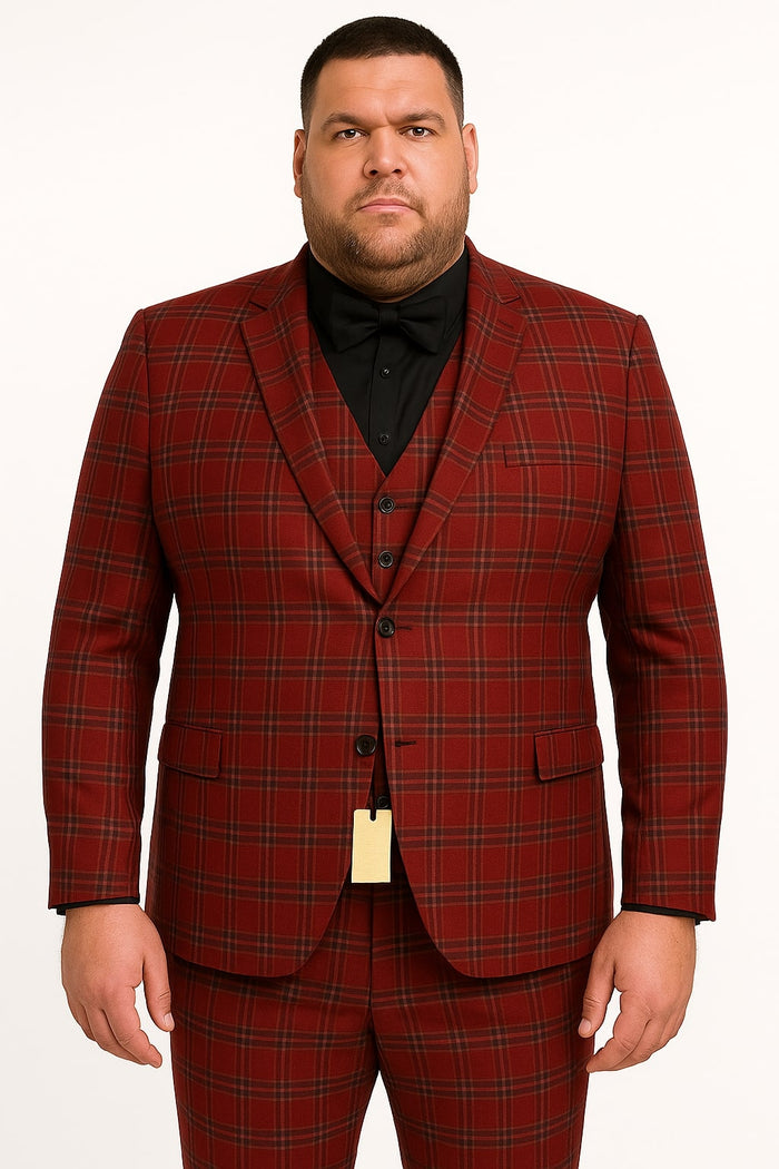 Christmas Suit - Holiday New Year Event Red with Gold Buttons Tuxedo Double Breasted Style