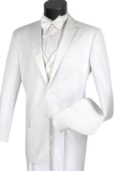 Mens 2 Button Vested Classic Tuxedo in White