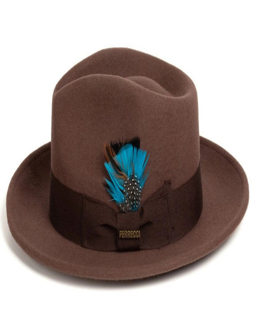 Brown Dress Hat 1920s Fedora Style - Mens Classic Wool Fedora Dress Hat in Brown by USA Men's Outlet