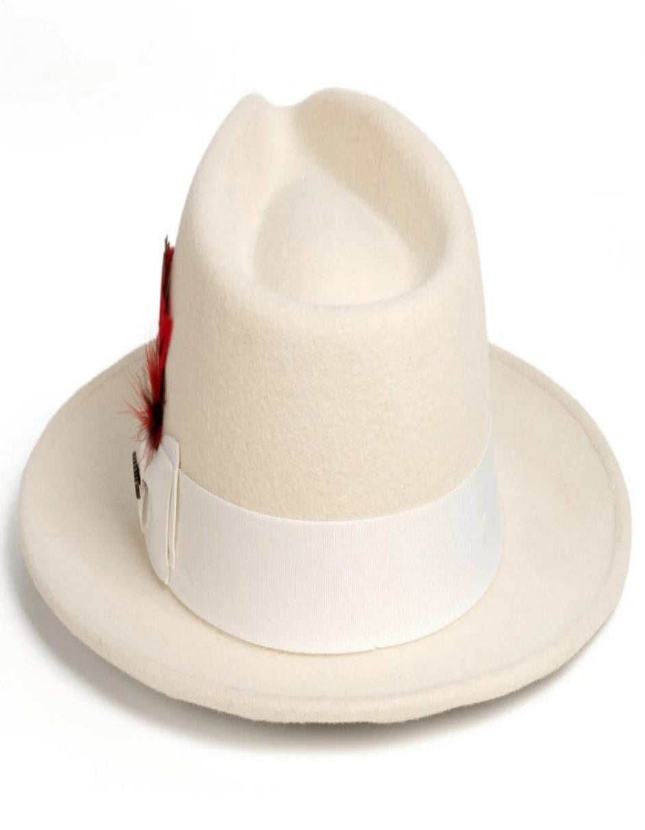 Off White Dress Hat 1920s Fedora Style - Mens Classic Wool Fedora Dress Hat in Off White by USA Men's Outlet