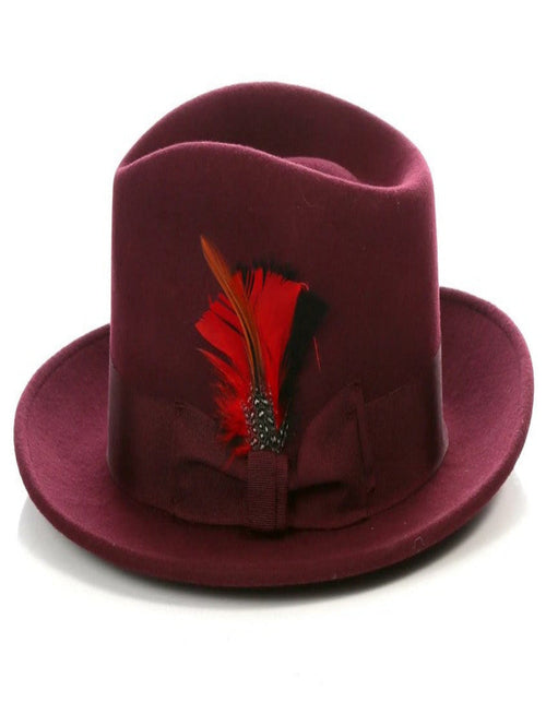 Burgundy Dress Hat 1920s Fedora Style - Mens Classic Wool Fedora Dress Hat in Burgundy USA Men's Outlet