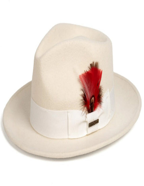Off White Dress Hat 1920s Fedora Style - Mens Classic Wool Fedora Dress Hat in Off White by USA Men's Outlet