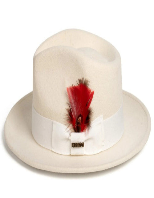 Off White Dress Hat 1920s Fedora Style - Mens Classic Wool Fedora Dress Hat in Off White by USA Men's Outlet
