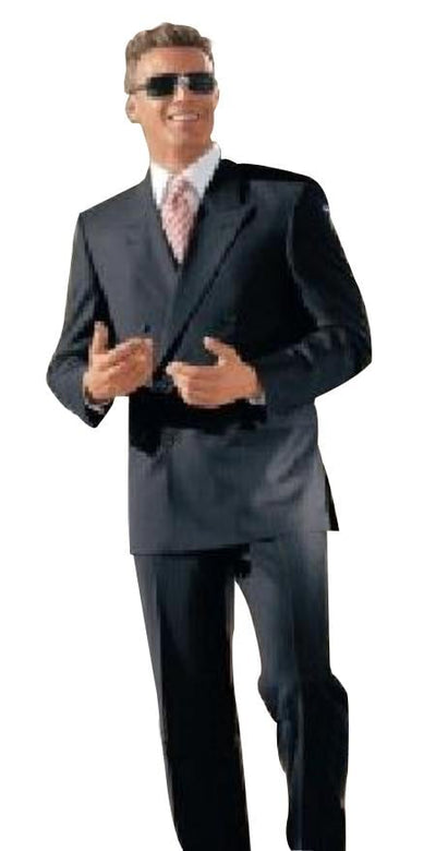 Classic fit Double Breasted Suit 100%rayon High Quality Zippered fly Charcoal Gray Suit - Color: Dark Grey Suit by mensusain