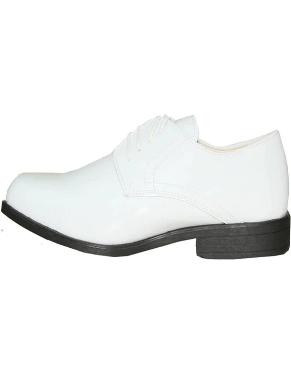 White Prom Shoes - Mens Classic Formal Shiny Patent White Tuxedo Shoe