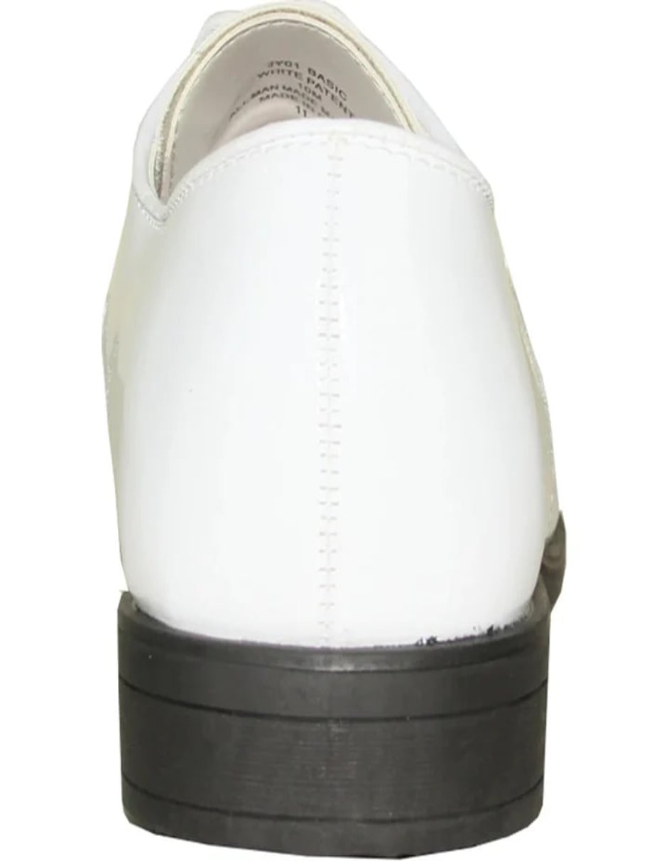 White Prom Shoes - Mens Classic Formal Shiny Patent White Tuxedo Shoe