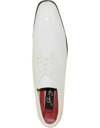 White Prom Shoes - Mens Classic Formal Shiny Patent White Tuxedo Shoe