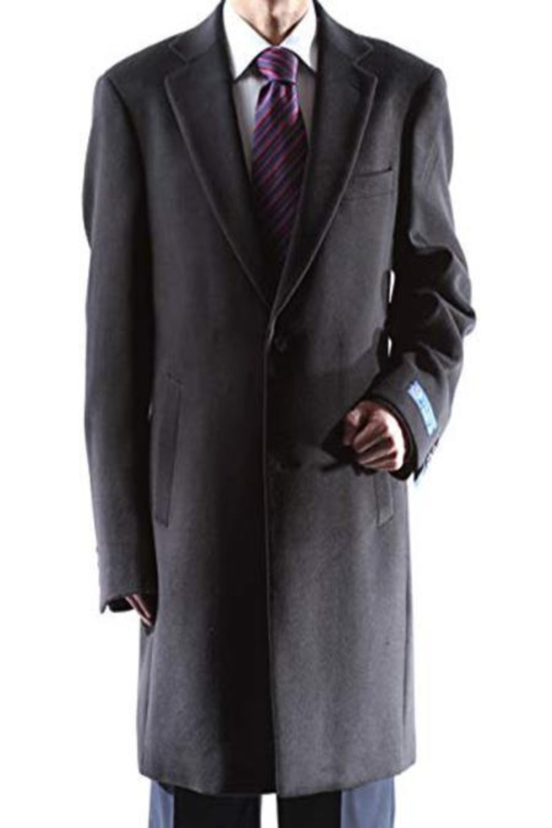 Men's Dress Coat Caravelli Long Jacket 2 Buttons Style Men's Carcoat ~Three Quarter Black Long Men's Dress Topcoat - Winter Coat USA Men's Outlet