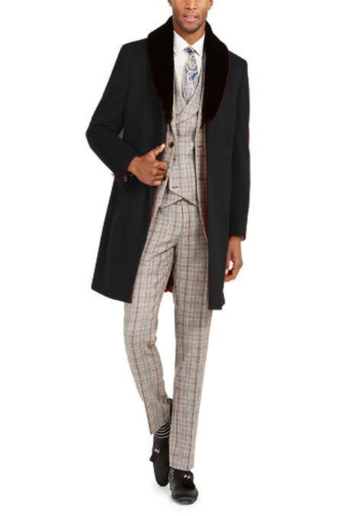 Mens Carcoat And Coat With Fur Collar + Black Coat USA Men's Outlet
