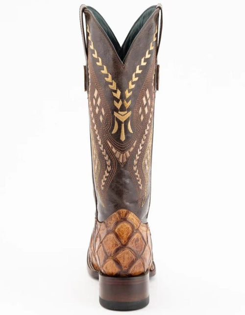Ferrini Bronco Men's Print Pirarucu Fish Boots Handcrafted Cognac Ferrini USA